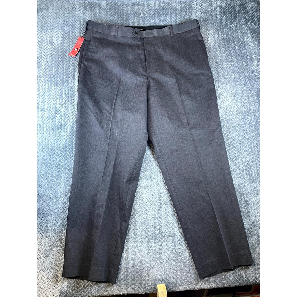 Dockers Premium Dress Pants Mens 40x30 Dark Gray Business Flat Front Relaxed Fit